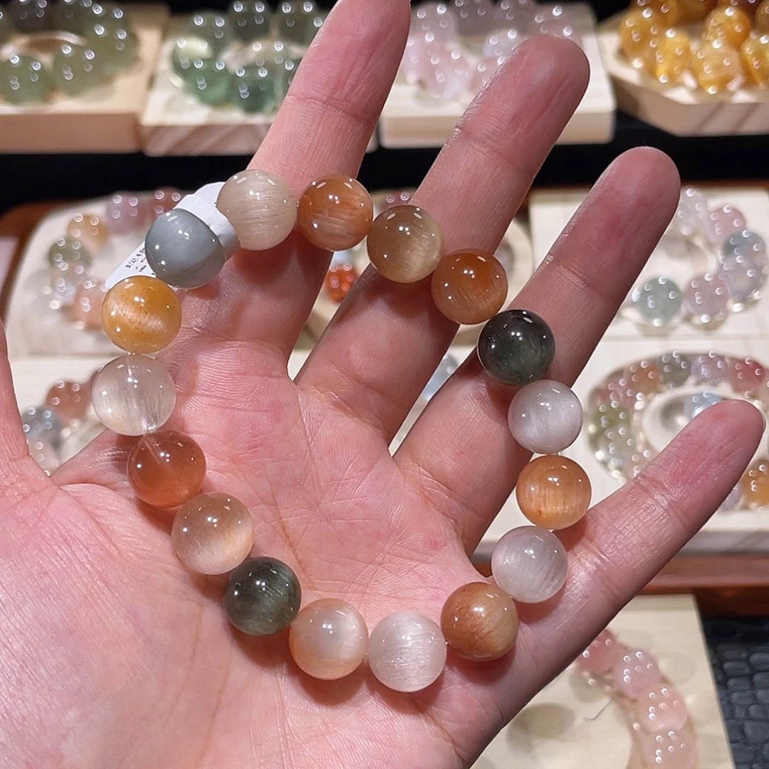 水晶手链未镶嵌兔毛手链，晶体通透