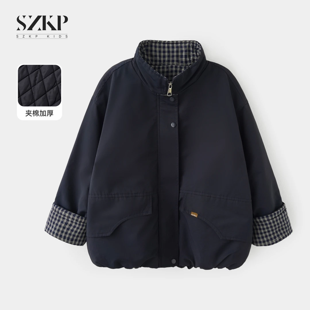 SZKP冬季新款女童保暖上衣中大童休闲时尚儿童加厚外套YNYD556400
