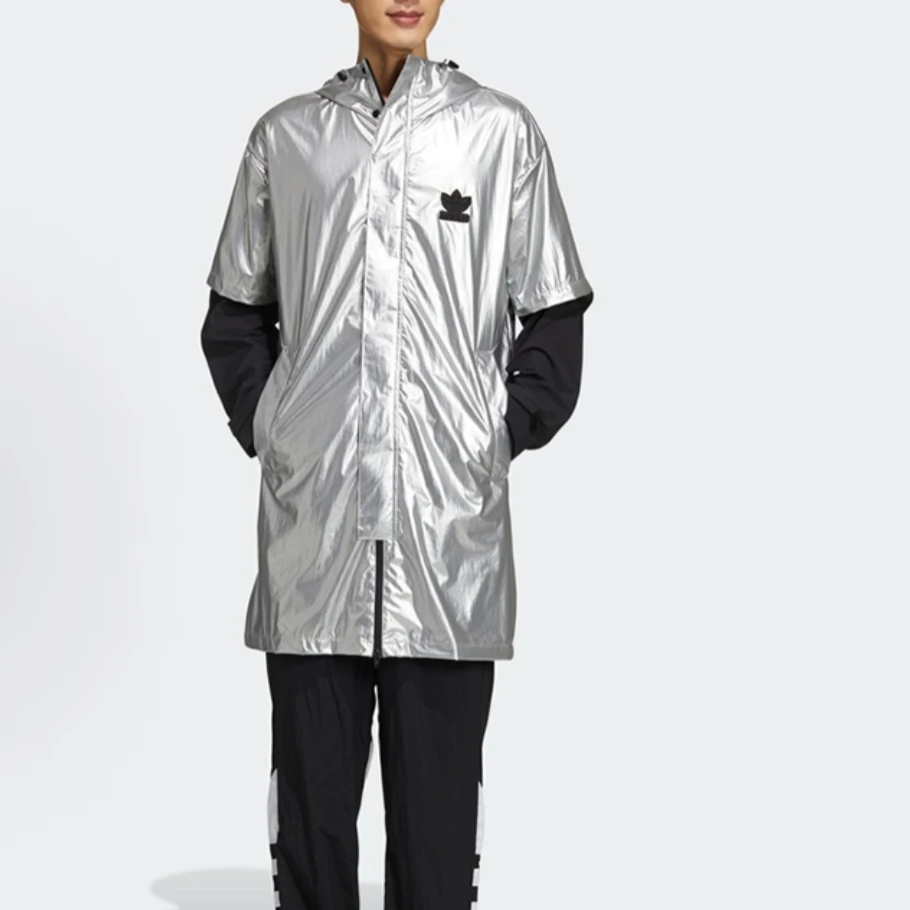 得adidas /阿迪达斯 originals  拼接风衣外套 男 暗银金属GT7292