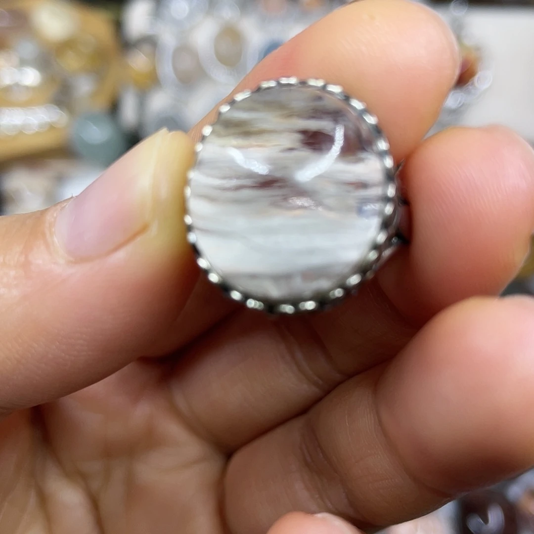 【闪购商品】银S925镶嵌珠宝半成品水晶戒指