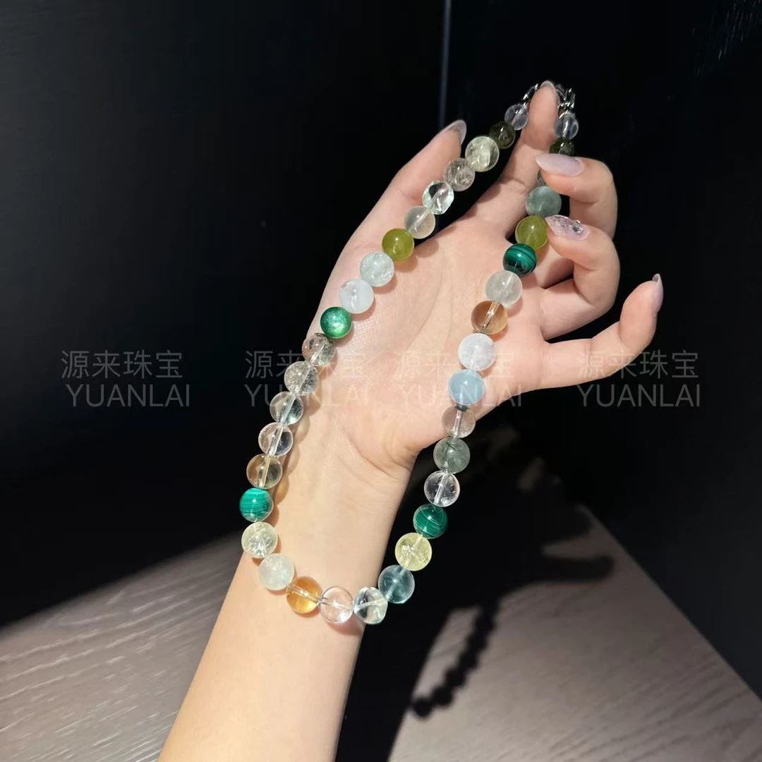 *幻彩森语*天然黄水白水萤石项链E