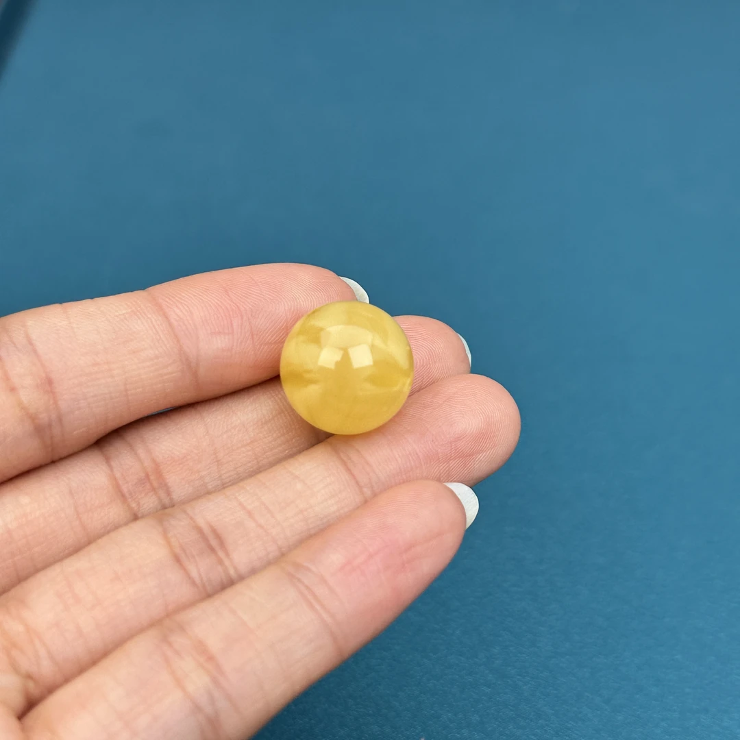 M4758天然原矿蜜蜡 鸡油黄 单珠 15mm抖音基地质检发货