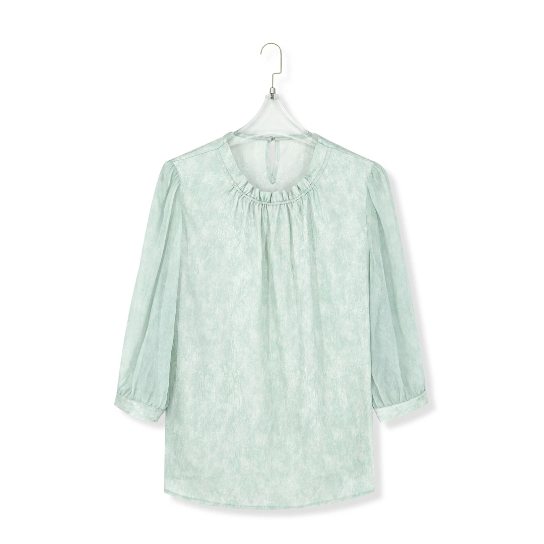 2025新款冠乐绉桑蚕丝夏季时尚透气女士百搭圆领上衣S3907