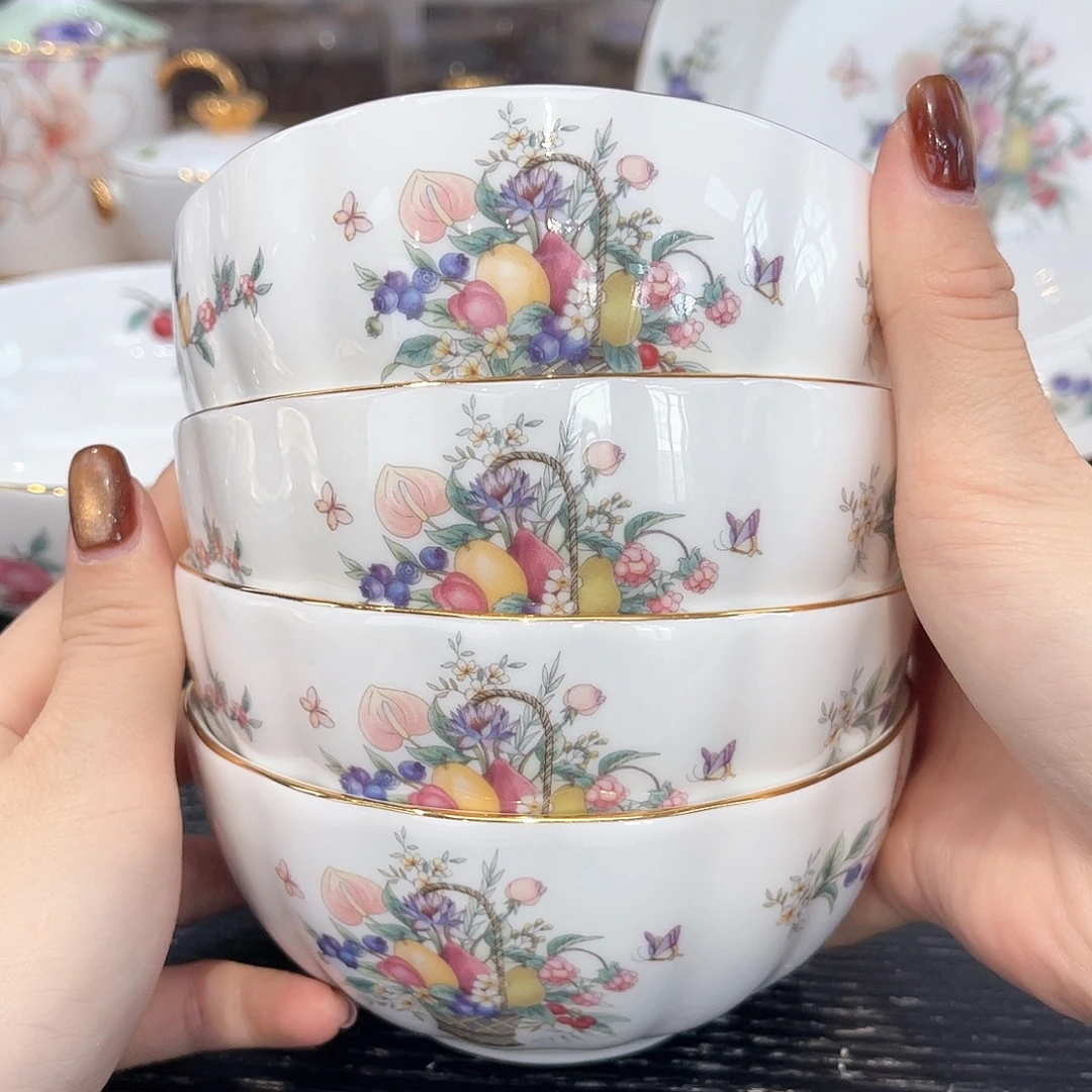 骨瓷饭碗4个/////：