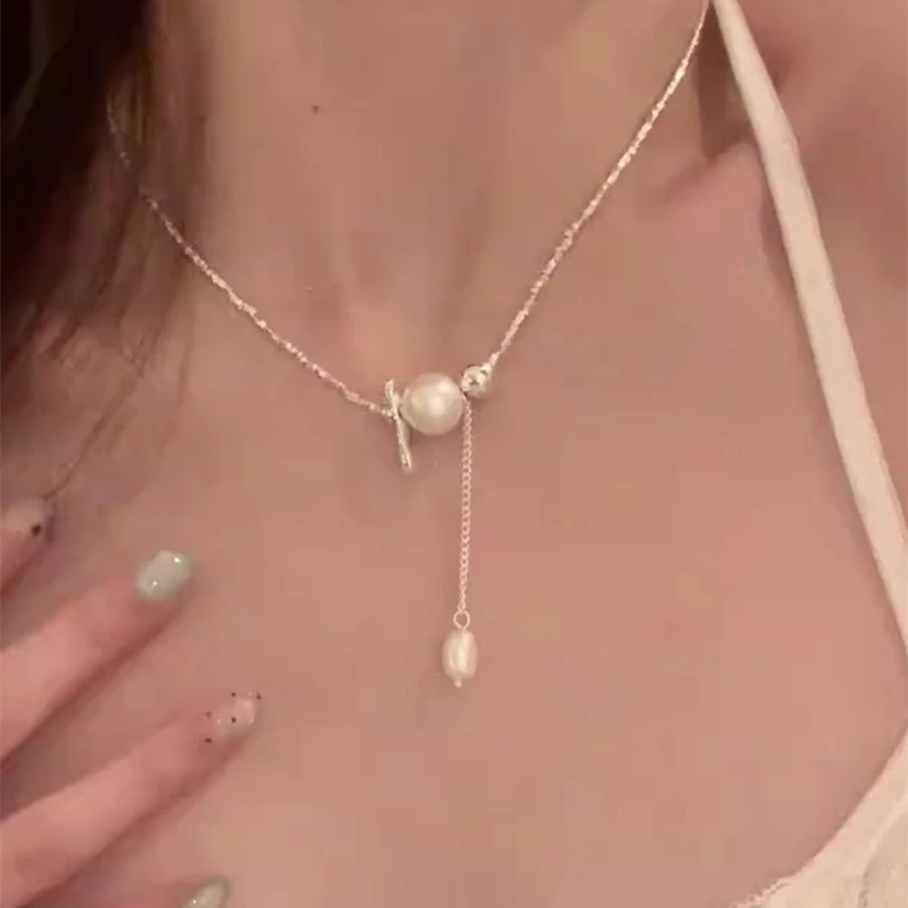 铜合金项链 设计感碎银珠珠锁骨链项链女