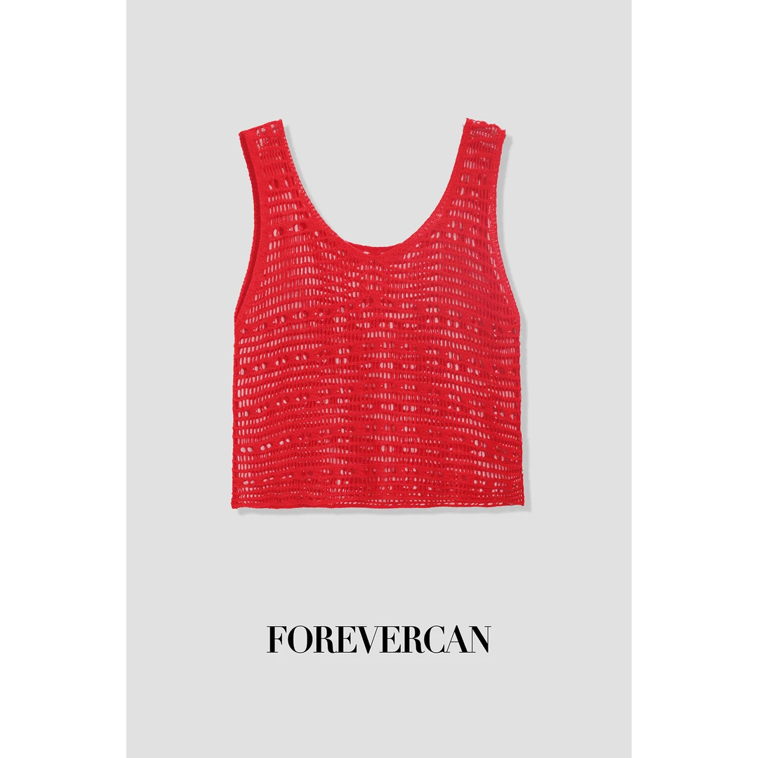 FOREVERCAN“巴哈马”手工编织镂空针织背心上衣 MY4124