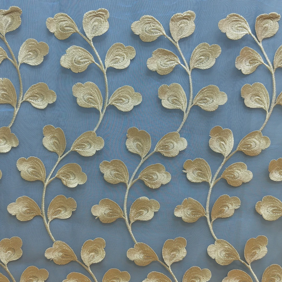 00811 成品刺绣挂钩款客厅浮雕奢华窗纱宽9.6米高2.7米免费对开