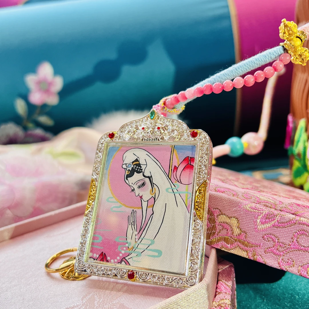 【重工粉观观·F手莲花 双面手绘项链】（一举两得）