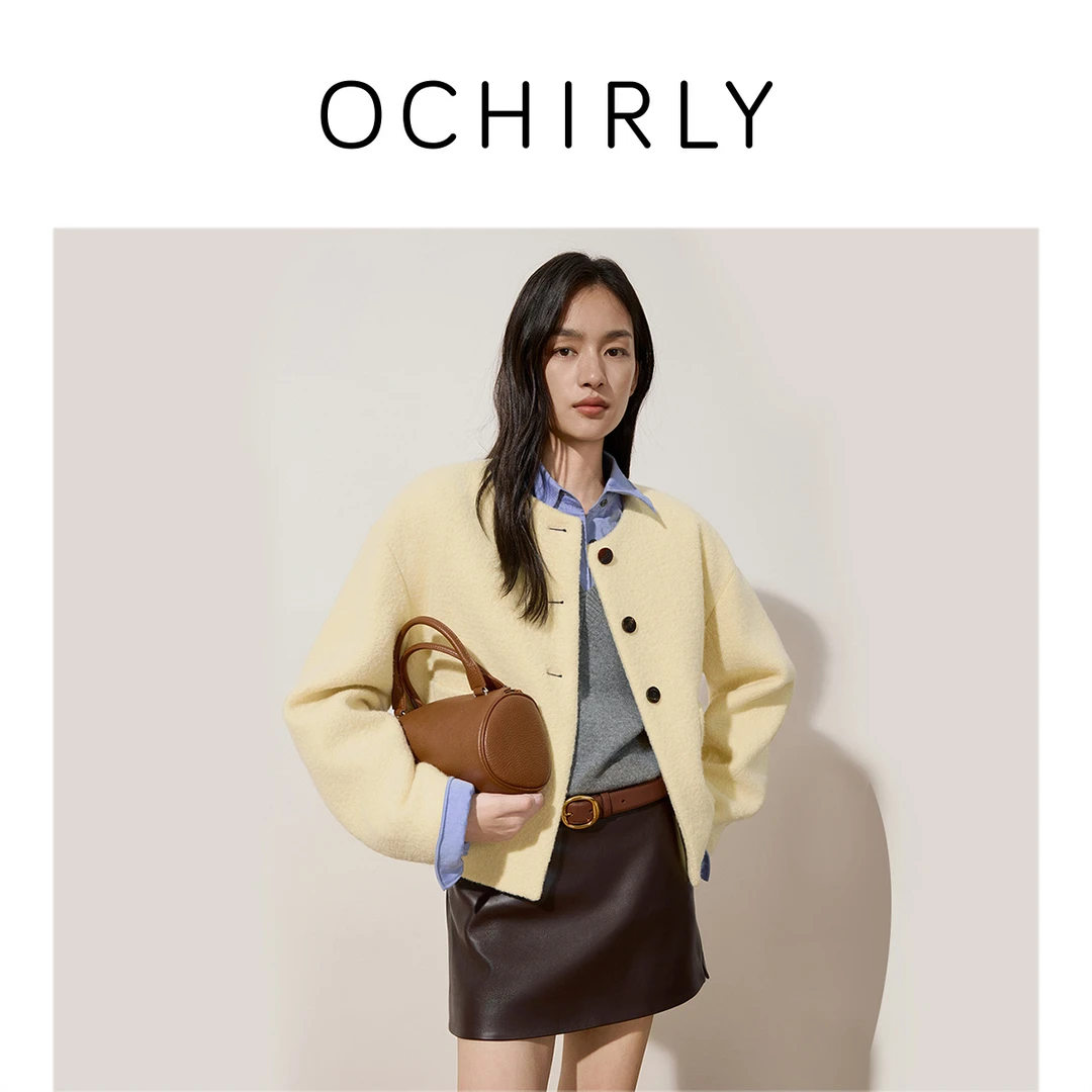 【季末折扣】欧时力 100%羊毛呢小香风外套女法式流行秋冬新品