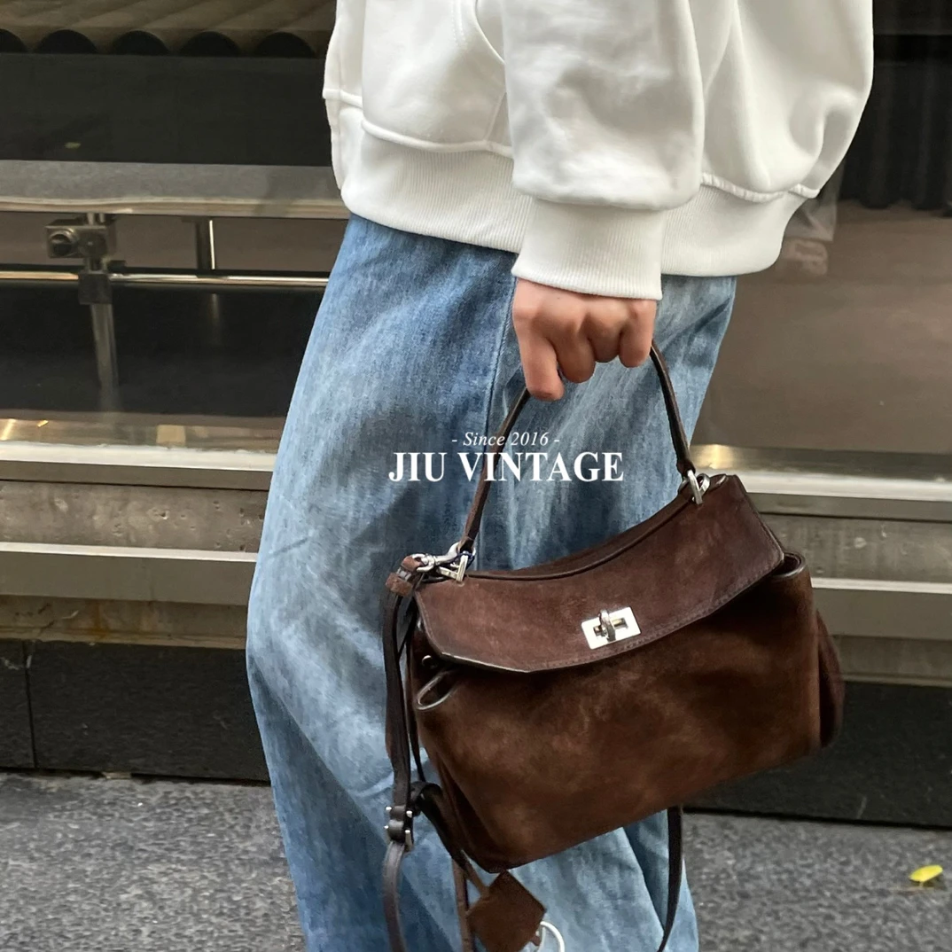 99新 Balenciaga/巴黎世家 25fw巧克力麂皮rodeo mini BJM13-0961