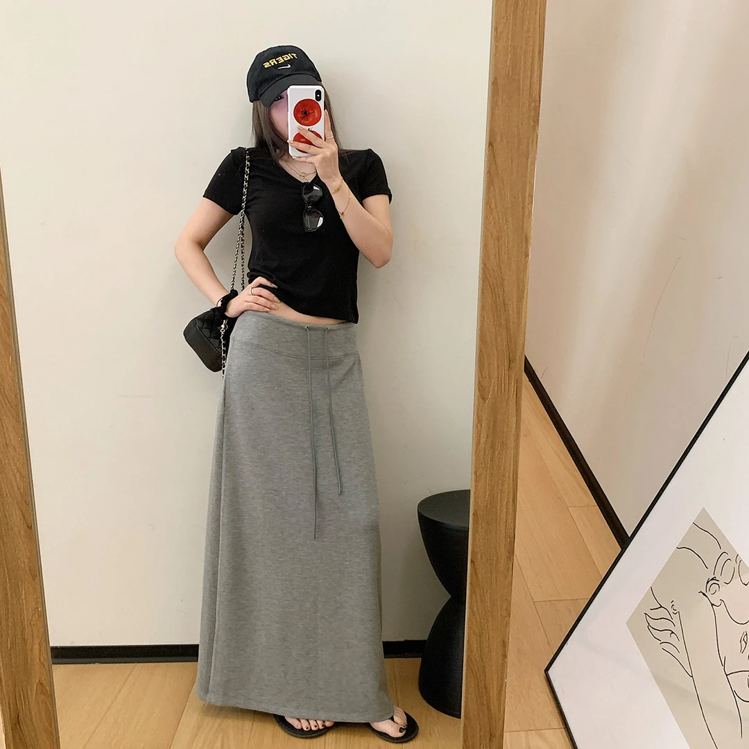 《果冻裙》巨舒服卫裙开叉长裙女秋季新款垂坠感显瘦半身裙B071