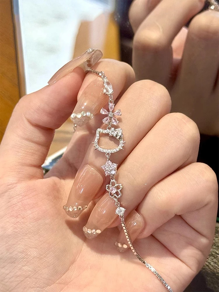 铜合金手链 梅姐饰品75 猫咪桃花手链轻奢小众高级感配饰