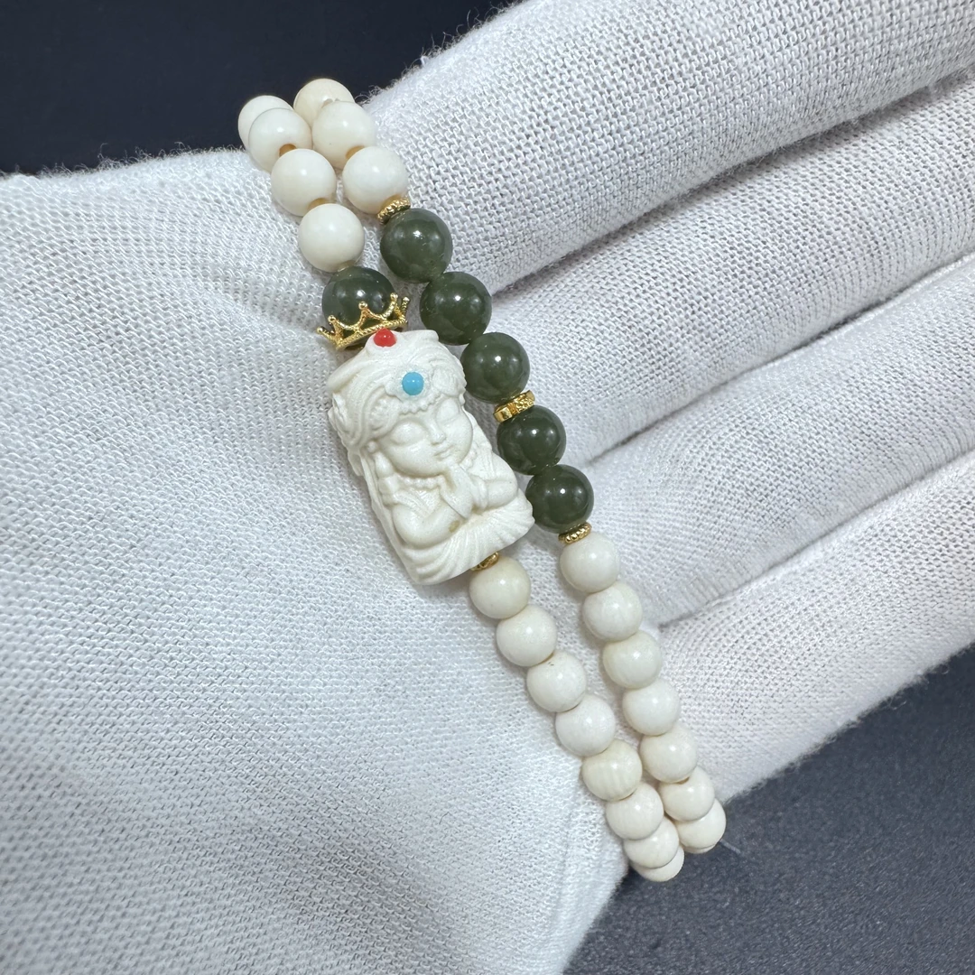 【DIY设计款】DIY0013天然猛犸牙吊坠手链冰料精品