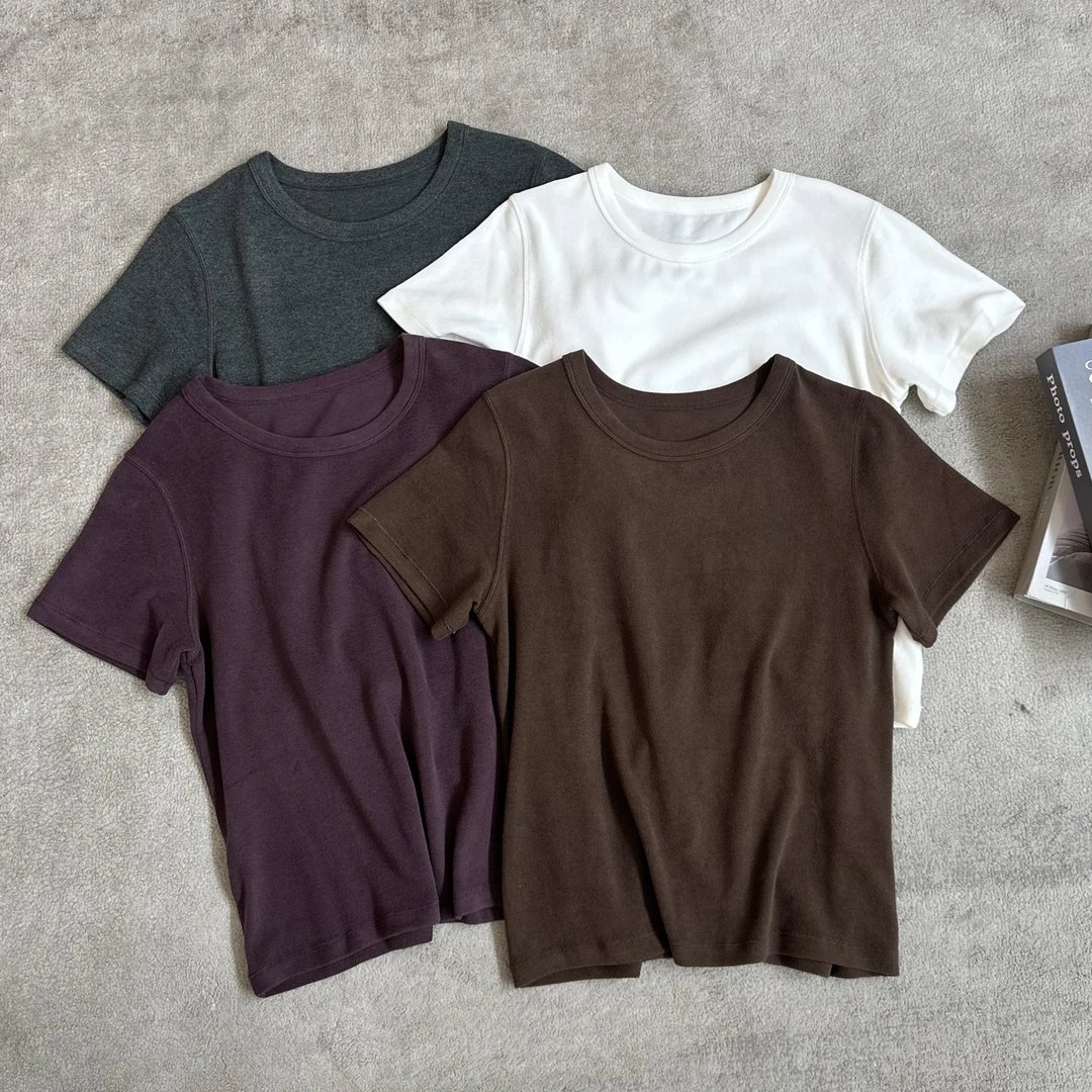 【米可家】早秋baby绒弹力软糯短袖T恤2366