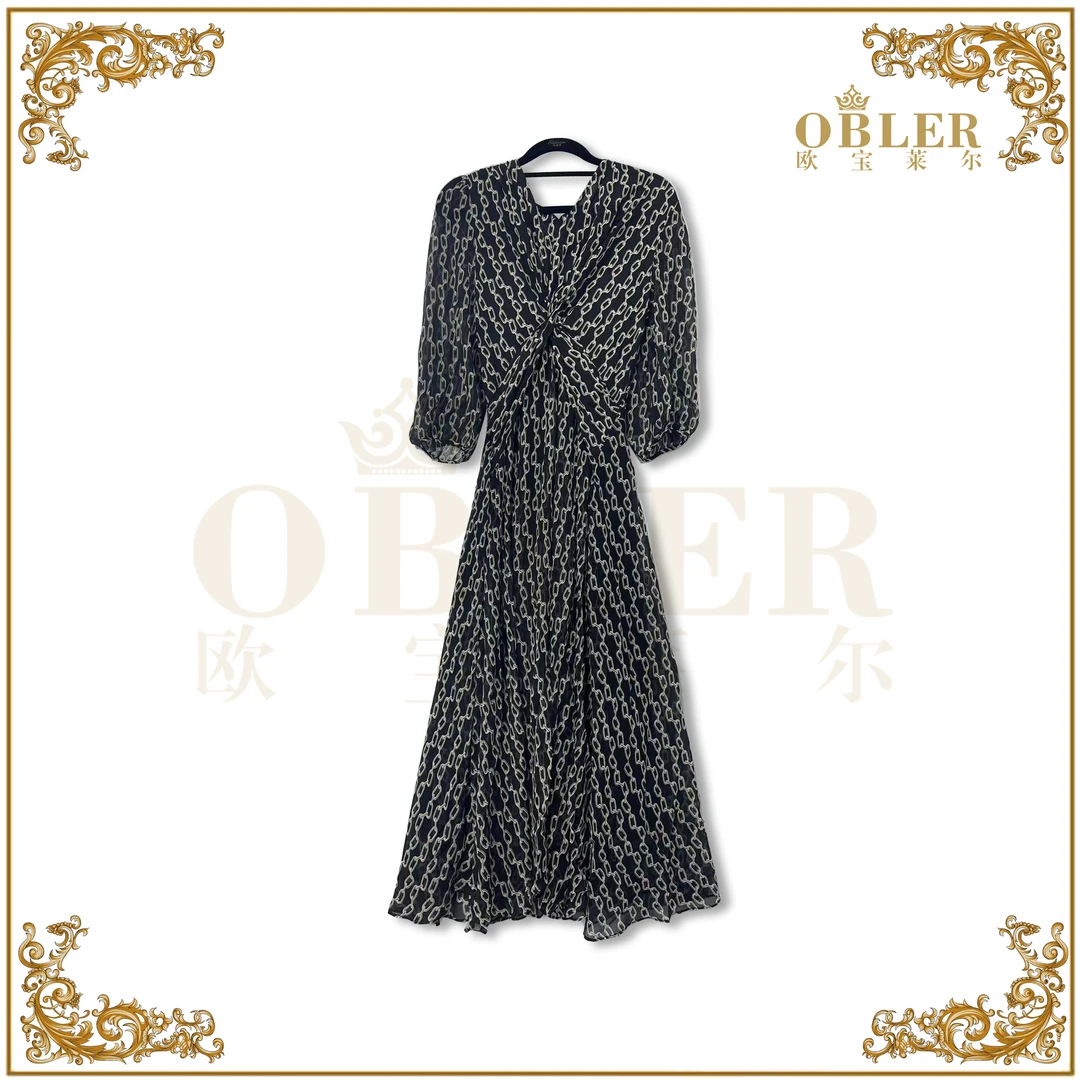 【欧宝莱尔】时尚气质轻奢优雅真丝连衣裙114-24129