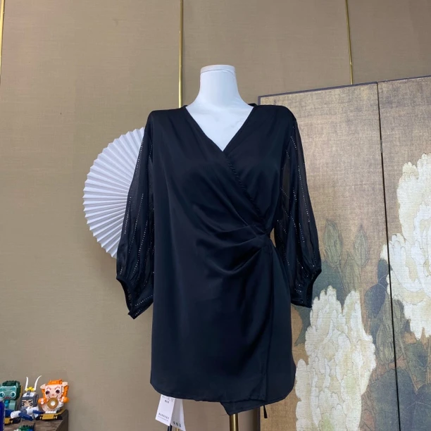 【456】流星雨烫钻捏褶一片式外套气质轻奢显瘦