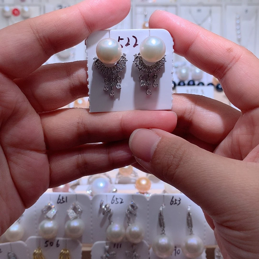 耳饰银S925镶嵌淡水珍珠CC11