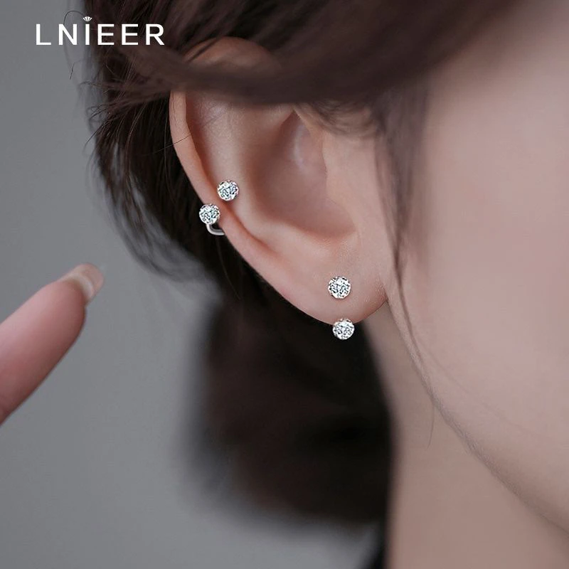 足银耳饰 轻奢【银喜生】足银纯银双头捷克砖耳骨耳钉ins耳环小众