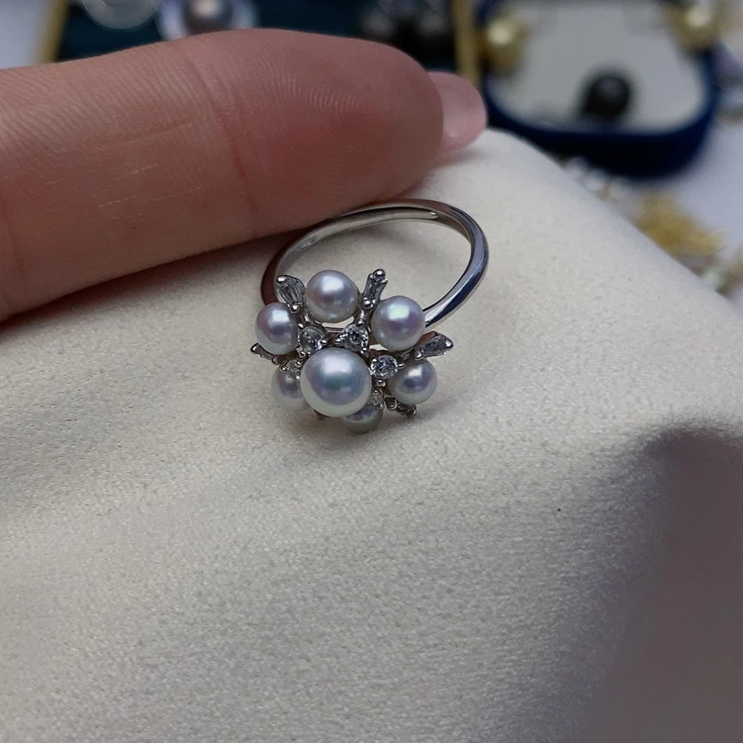 【闪购商品】淡水珍珠戒指银S925镶嵌55