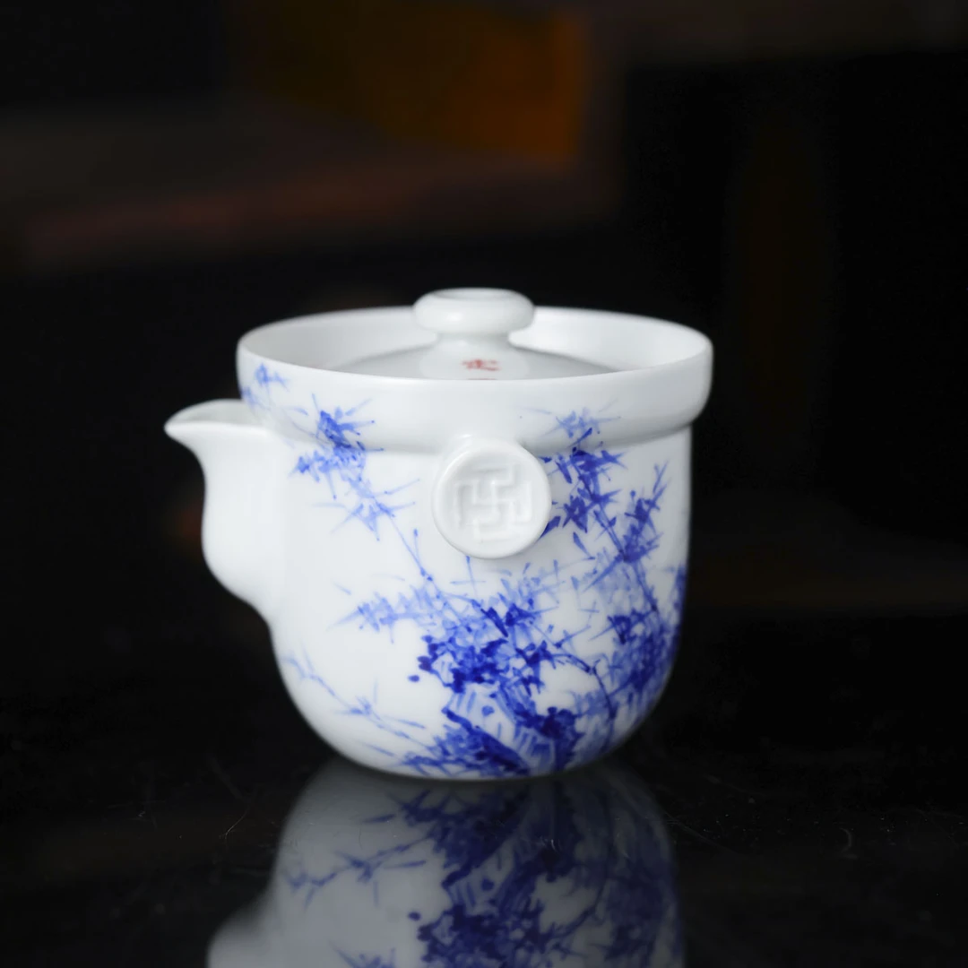 小桥窑-釉下彩竹石图禅泡杯