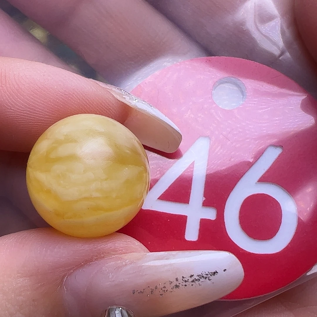 未镶嵌蜜蜡裸石微花粉15mm金瓷白虎皮 圆珠