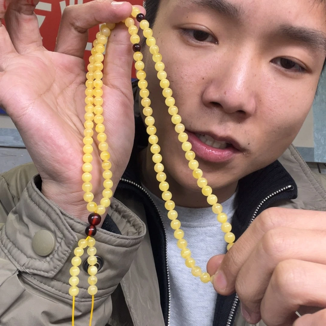 蜜蜡颈饰未镶嵌多样性钢板料蜜蜡108颗卡6