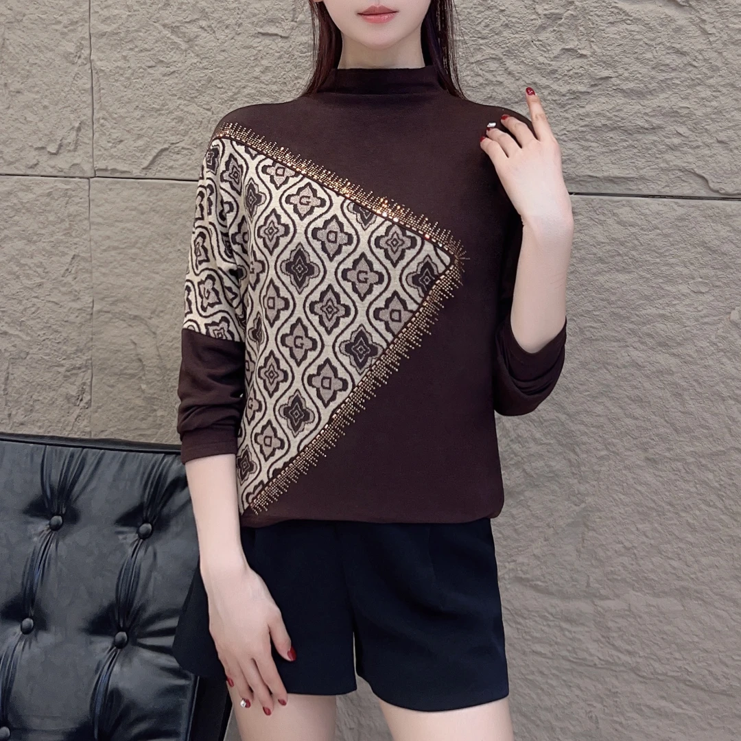 【春季上新】韩版精致拼色半高领修身百搭洋气长袖小衫BQ5070衣长57