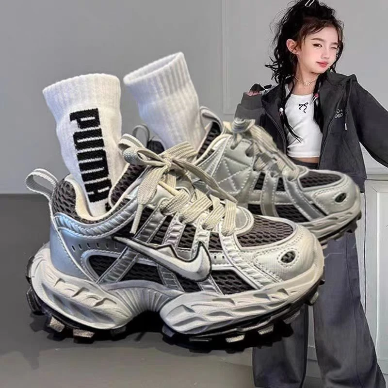 ABC男童运动童鞋2025秋季新款女童中大童学生软底透气男孩老爹鞋