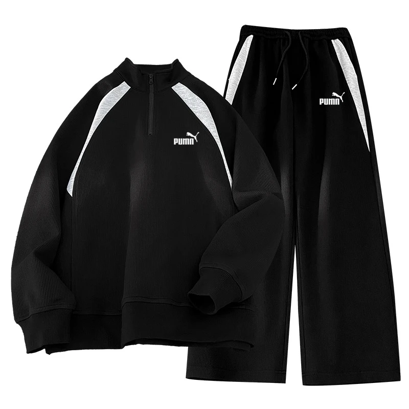 【奥莱专区】春秋新款男士运动休闲套装圆领宽松卫衣长裤两件套潮