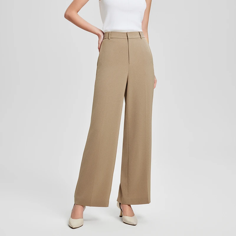 赢智尚春季新款卡其色略松阔腿长裤显瘦显腿长小个子ZV02472