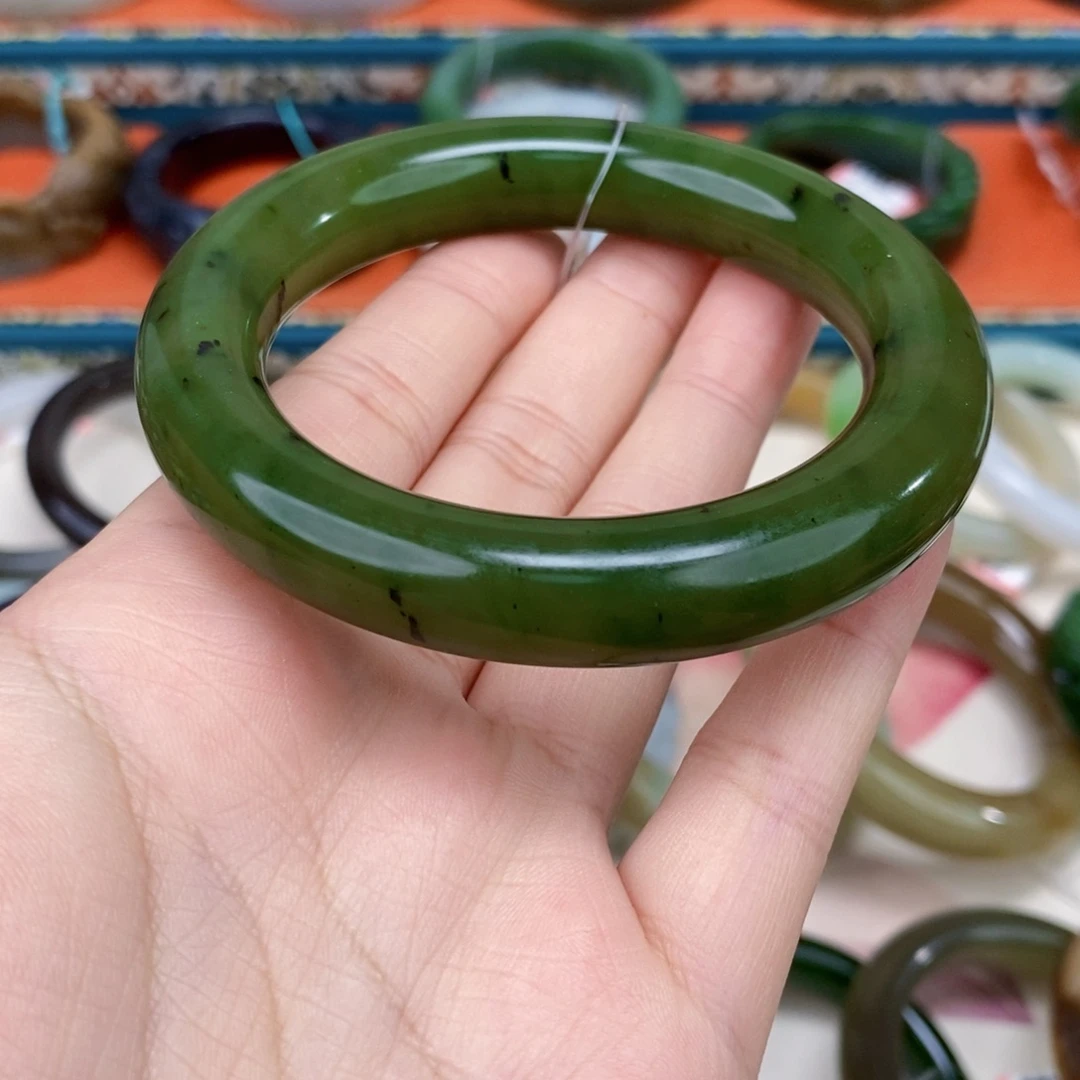 和田玉未镶嵌手镯新疆碧玉手镯57.5#