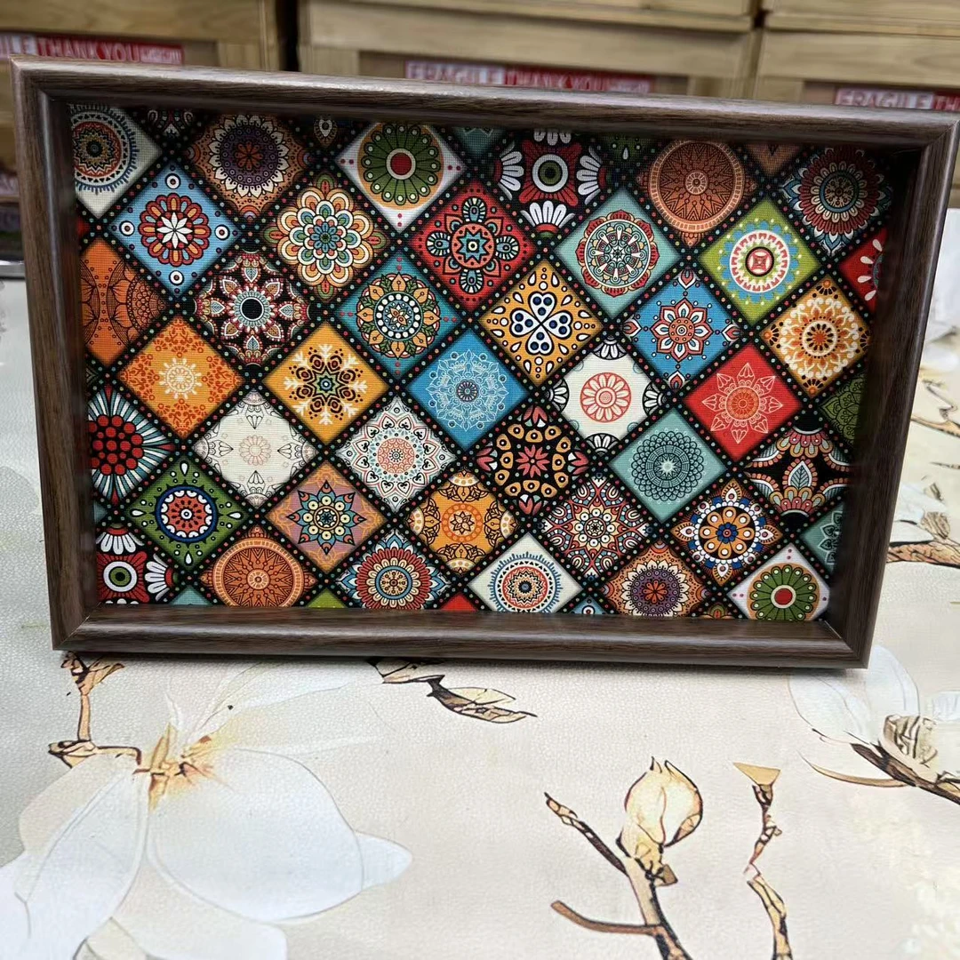 心名茶器 古风创意波西米亚风格盘皮革托盘家用长方形茶盘-6688