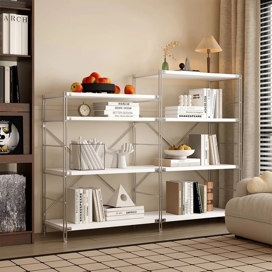 家用书架多层置物架一体靠墙落地阳台客厅收纳架仓库地下室储物架