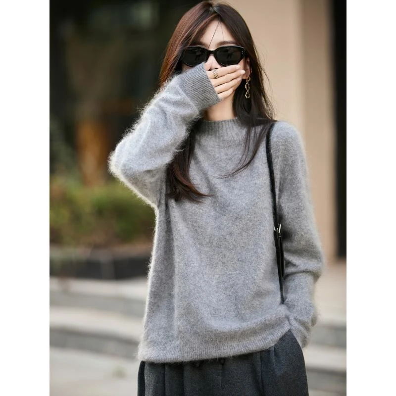 山羊绒高端一线成衣无缝拉绒半高修身上衣内搭纯色NJR2109