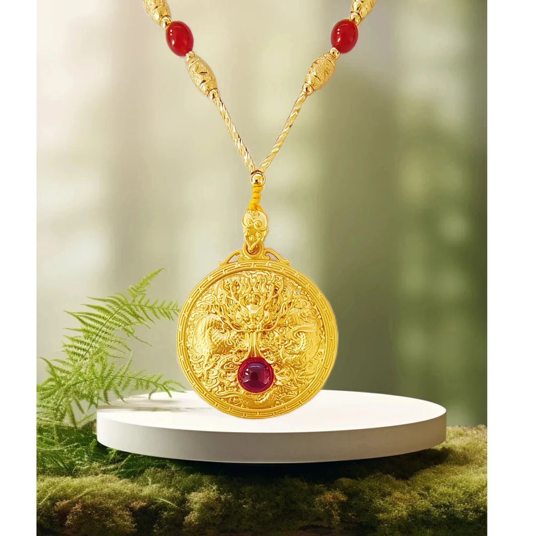 【高总专属】BM-S133#祥龙戏珠龙牌培育红宝石合金镶嵌吊坠赠坦克链