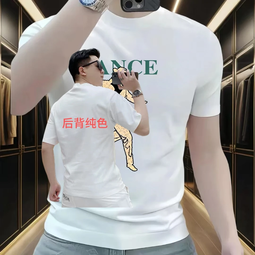 夏季新款潮牌高端网红爆款纯棉印花修身圆领透气时尚休闲短袖T恤