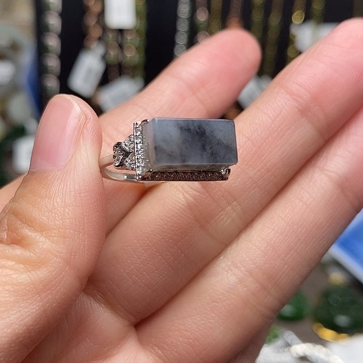 和田玉银S925镶嵌戒指