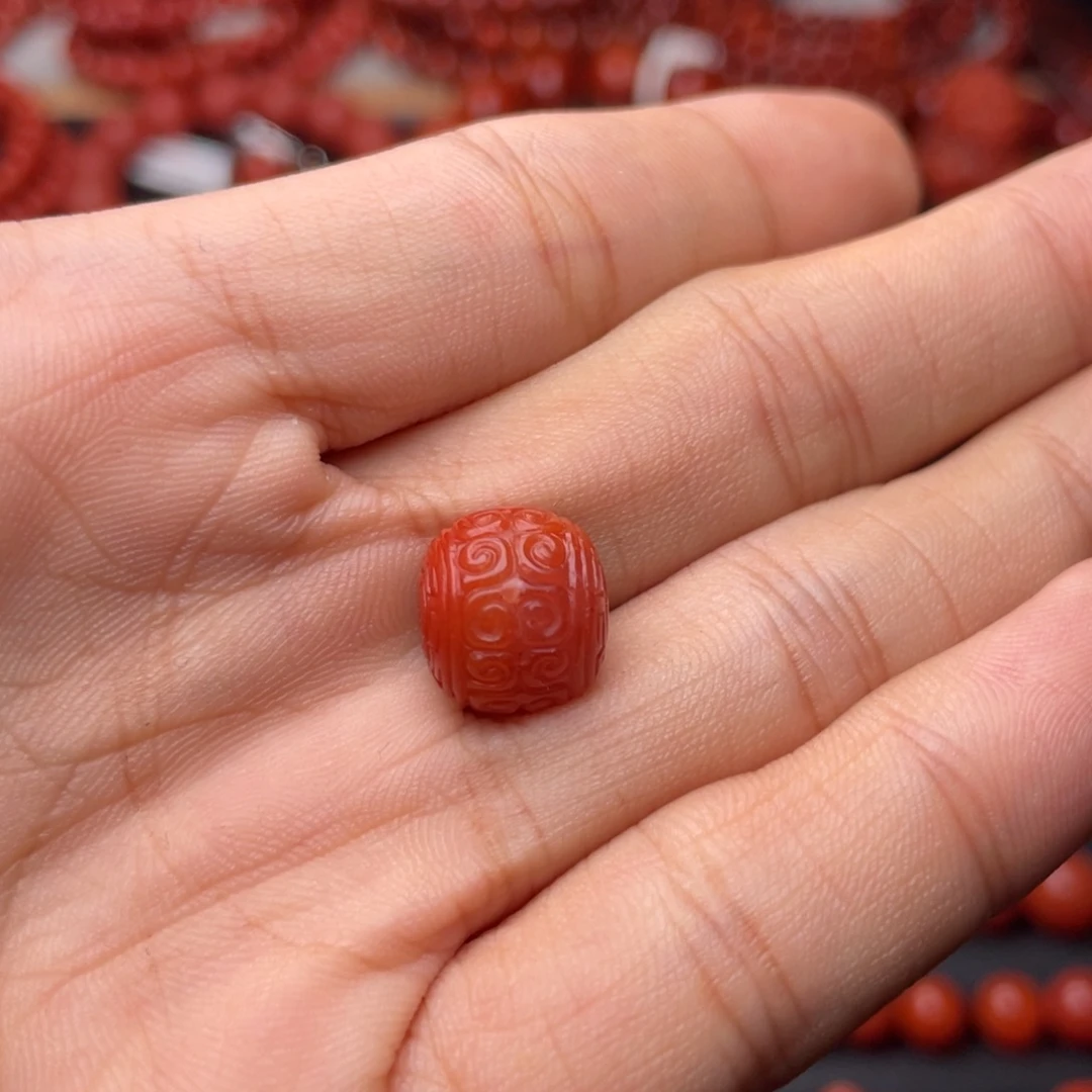 隐***品南红玛瑙未镶嵌手串H12mm回纹老型