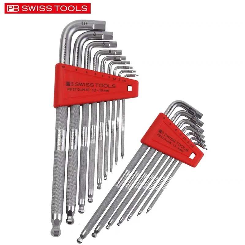 原装瑞士PB SWISS TOOLS 滚花防滑内六角扳手套装PB 3212.LH-10/6