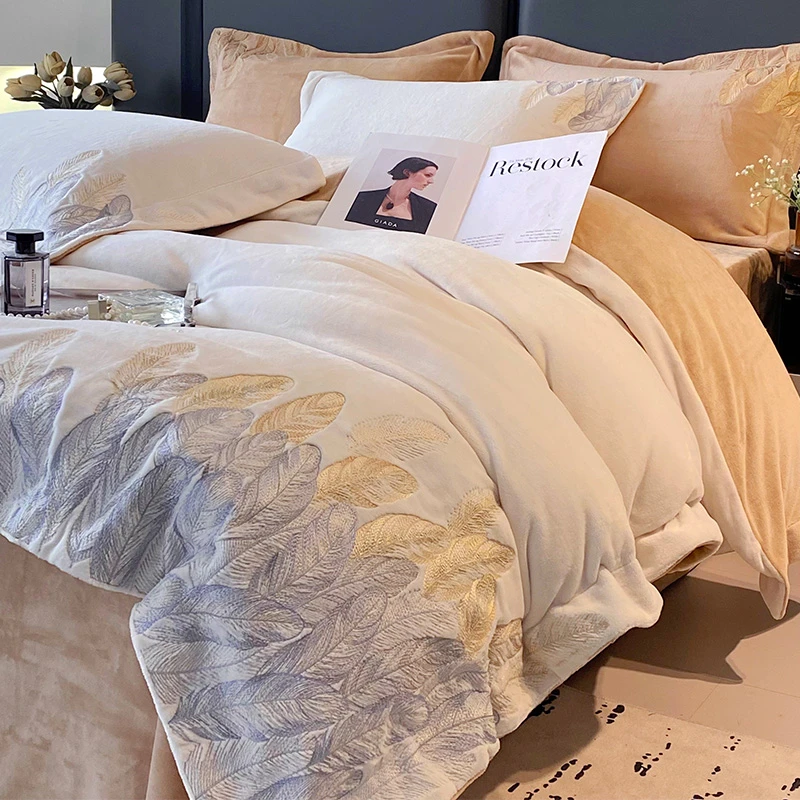 喜兹 摇光凤羽 公主绒四件套牛奶绒升级加厚保暖不掉毛不静电冬季