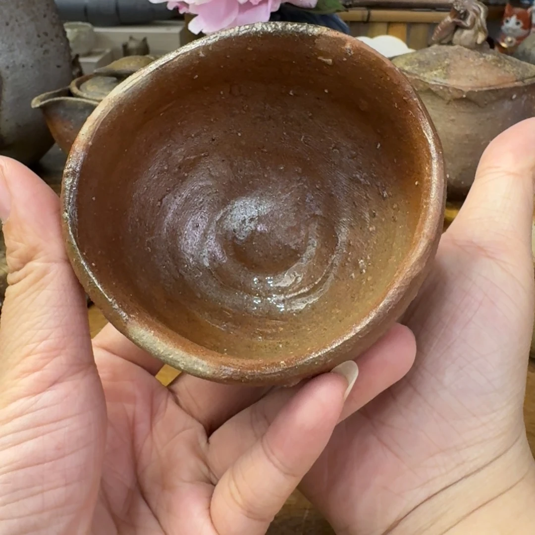 山**夫末石泰节备前烧中号贝壳杯福利一口价