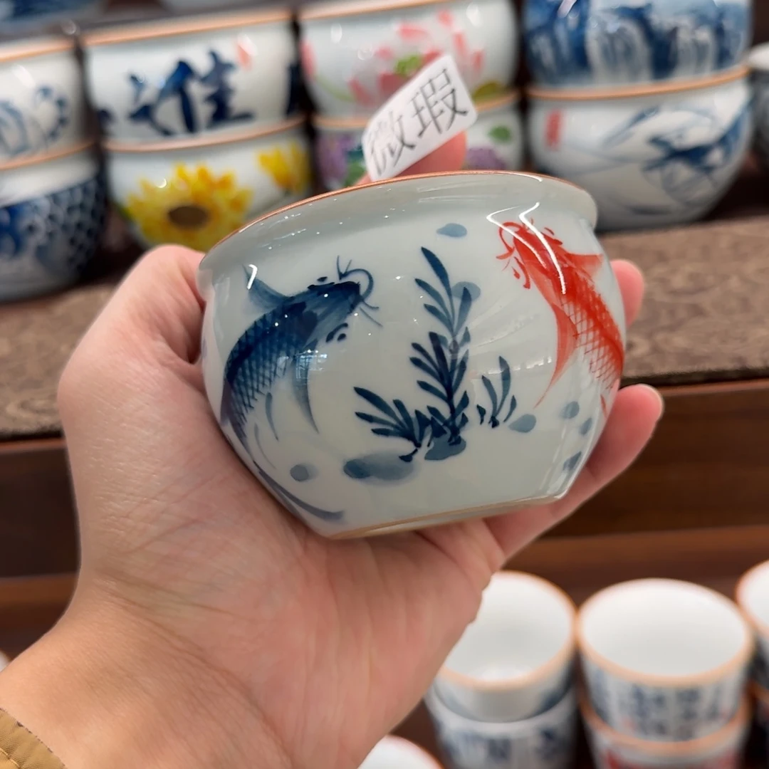 釉下手绘茶具微瑕