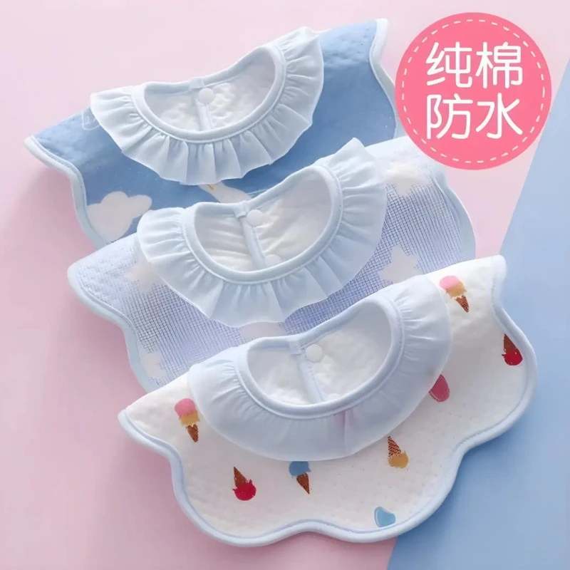 婴儿口水巾纯棉防水防吐奶围兜男女宝宝360度旋转围脖a类围嘴夏季