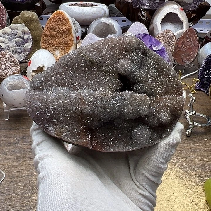 未镶嵌水晶珠宝半成品大漏多彩晶花盘45