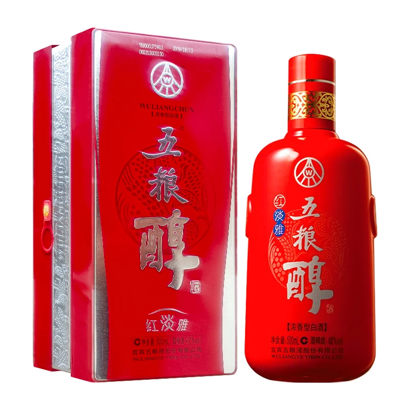 五粮液股份出品 五粮醇红淡雅35度42度1瓶装2瓶装纯粮浓香型白酒
