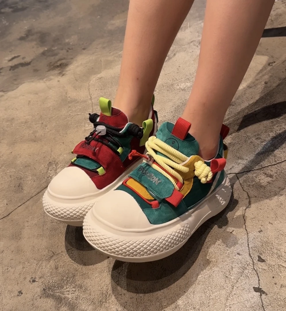 【低帮超轻底】鸳鸯鞋大头娃娃鞋拼色新款运动增高低帮鞋7228【丫】