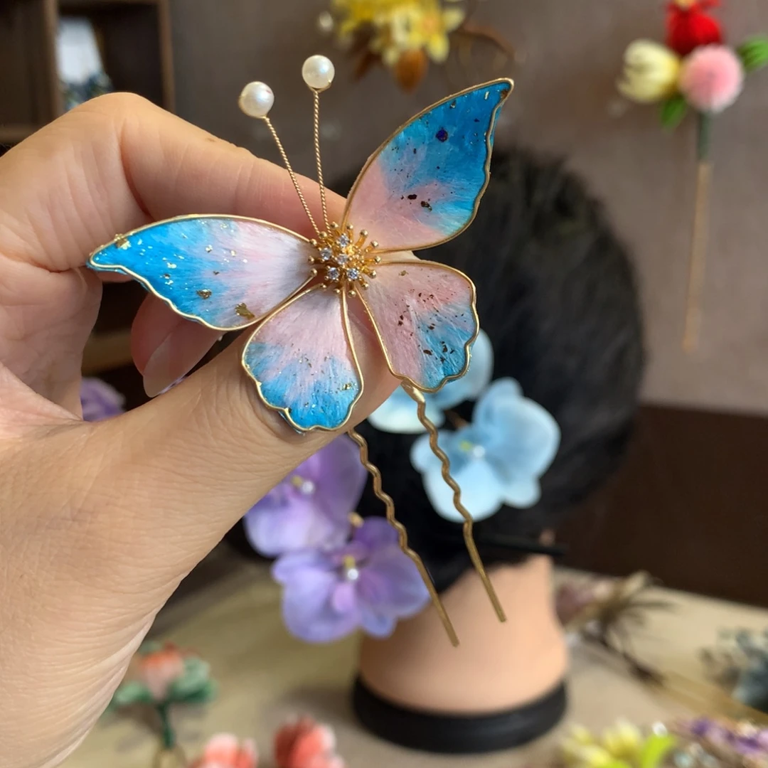 织绣非遗绒花小蝴蝶