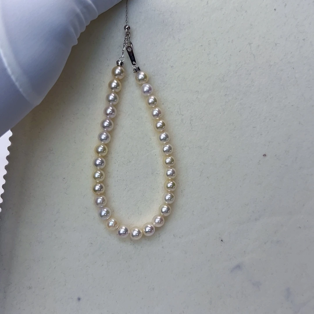 海水珍珠海水akoya设计款手链5-6mm18K金镶嵌