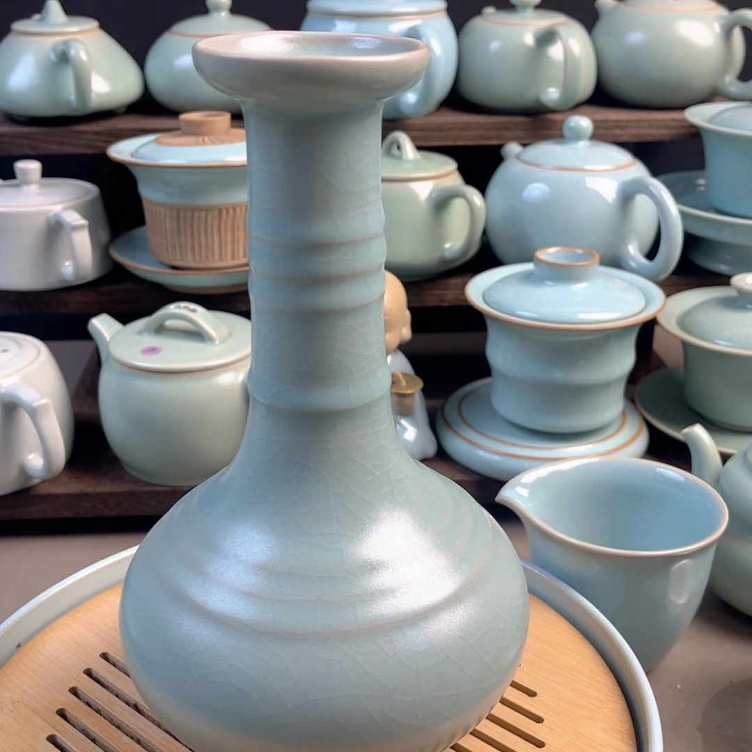 摆件陶瓷仿古釉鹅颈瓶原矿