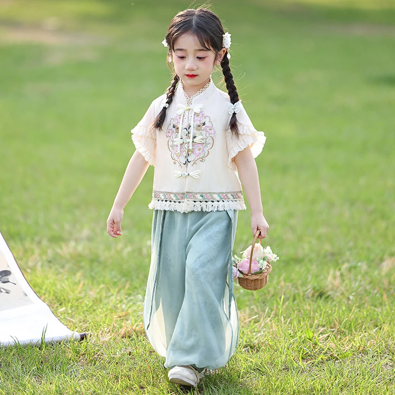 女童汉服民族风复古儿童古风小女孩女宝中国风六一演出表演服古装